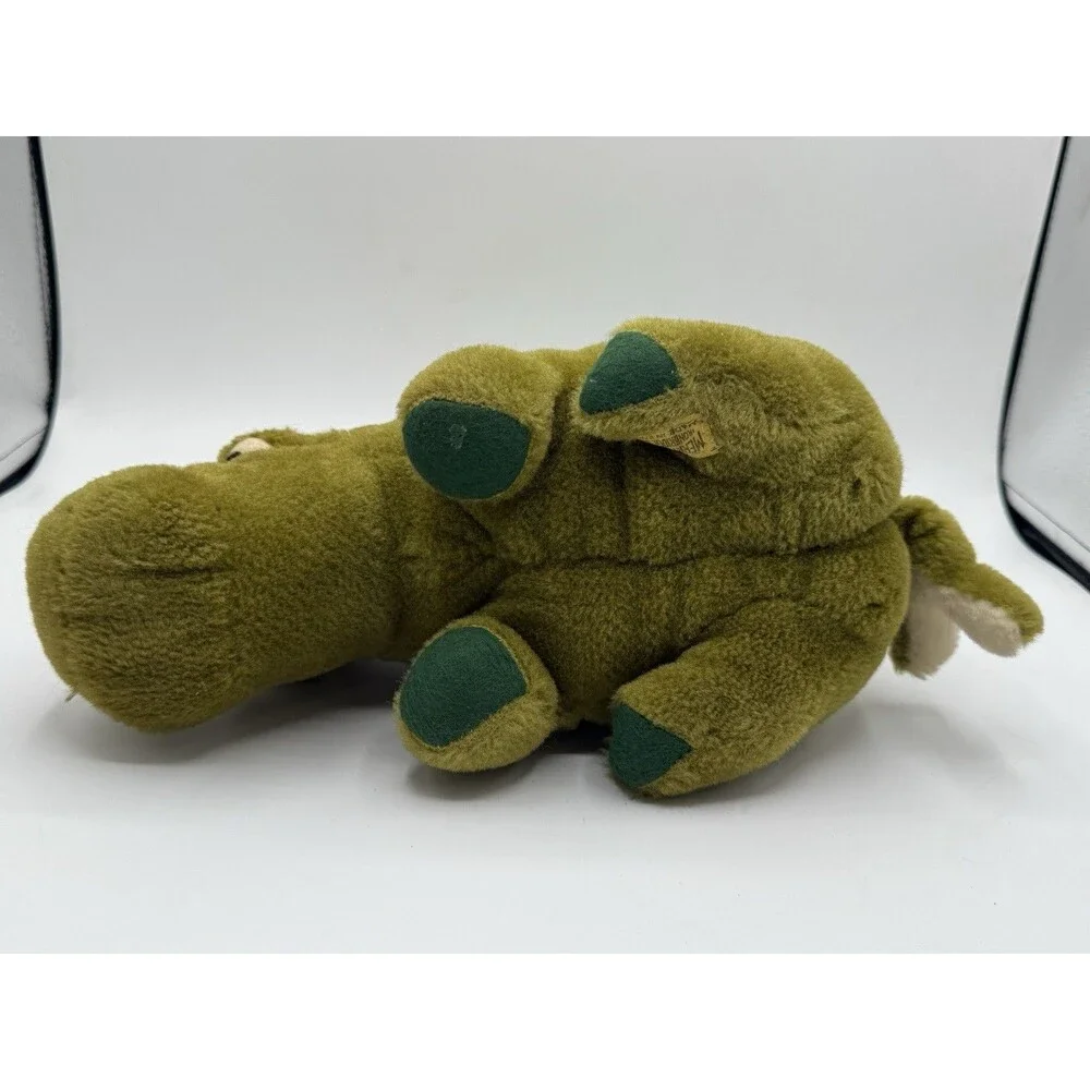 Vintage Green Merry Thought Iron Bridge Shrops Made In England Hippo Plush 12”